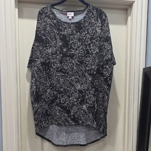 LuLaRoe Black Tunic with Paisley Floral Print